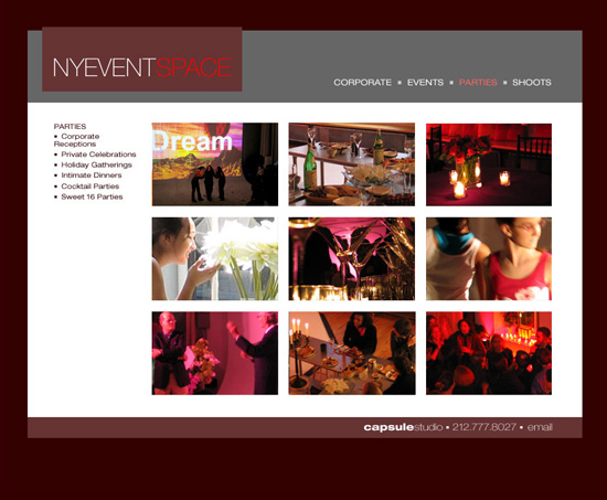 New York Event Space web design 2a