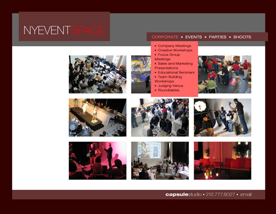 New York Event Space web design 3a